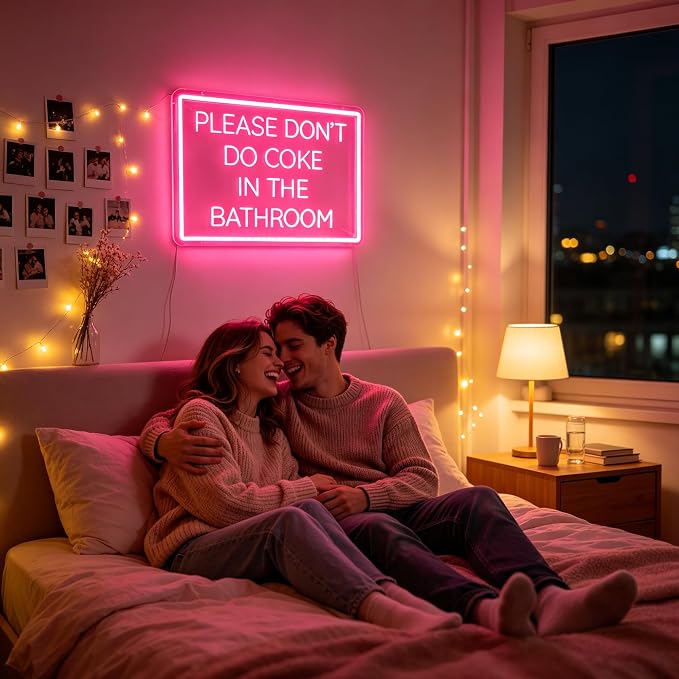 Pink Neon Sign Led Sign Neon Signs for Wall Decor Neon Lights | Please Don't Do In The Bathroom Led Light Up Sign, Pink Room Decor, Boys Girls Gift, Party, Wall Decor, 5V USB Powered