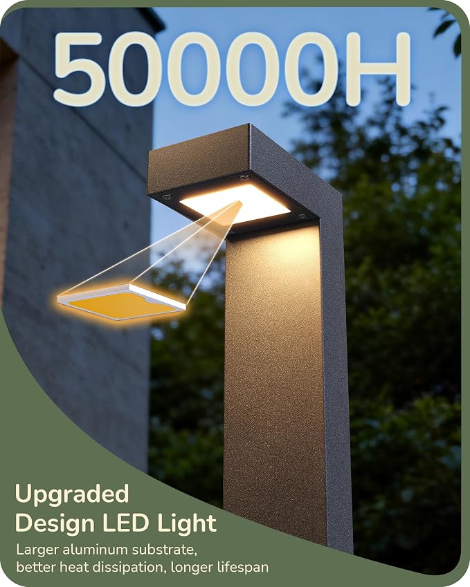 EDISHINE Low Voltage Pathway Light Wired, Outdoor Landscape Lighting 12pack | 3000K 3.2W 50,000Hrs, 12V, Modern Design, Cast-Aluminum, Waterproof for Walkway Garden