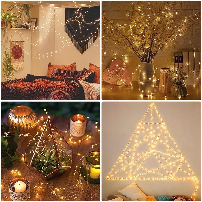 6 Pack LED Fairy Lights Battery Operated 20FT 60 LEDs Silver Wire String Lights Twinkle Lights Starry Fairy Lights for Bedroom Christmas Wedding Party Indoor Outdoor Decor, Warm White + Cool White