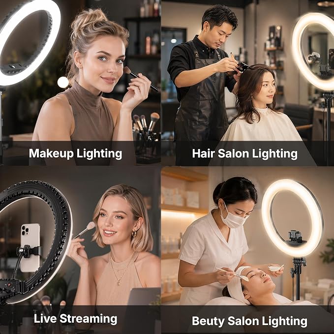 18" LED Ring Light with Tripod Stand, Professional Dimmable Ring Light Kit | 3000K-6000K Color Temperature & Brightness, for Makeup, Photography, Video Recording, Live Streaming, TikTok & YouTube