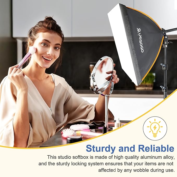 UEGOGO Softbox Photography Lighting Kit，UL Certified 85W 3000-7500K LED Bulbs, 2 Pack 16'' x 16'' Professional Soft Box, Studio Lights for Photography/Live Streaming/Video Recording