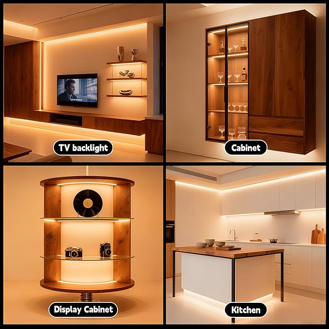 Battery Powered COB LED Strip Lights,3.28ft*2pack Warm White LED Light Strip for Dorm Room, Under Bed, Shelves, TV Backlight, Closet, Small Cuttable Tape Lights, Small Battery LED Lights for TV