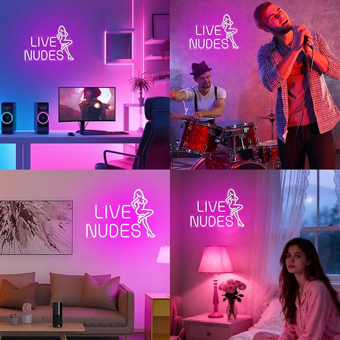 Lady Neon Sign Dimmable Pink LED Lights Bar Club Lounge Man Cave Wall Art | USB Powered Neon Sign with Vintage Lady Design Pink LED Light for Bar Basement Bachelor Club Party Bedroom Shop Wall Decor
