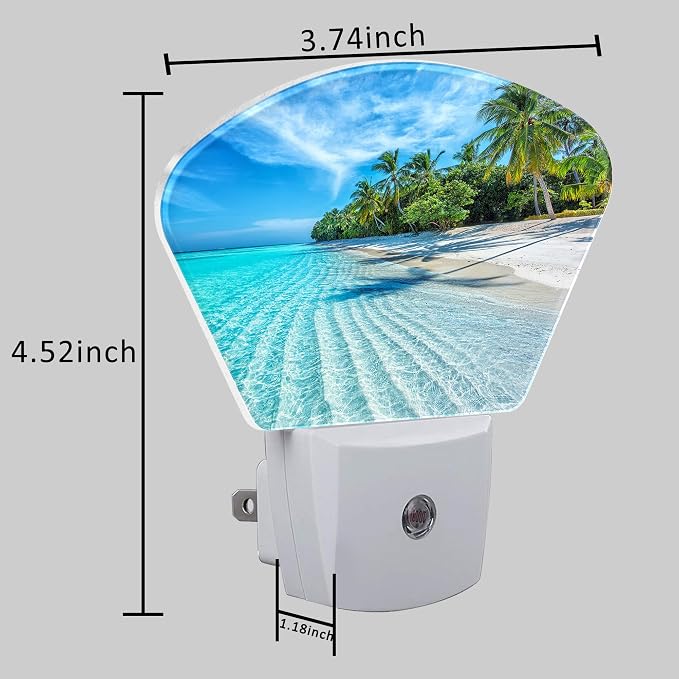 Ocean Beach Night Light for Kids Girls Boys, Tropical Palm Trees LED Night Light Plug into Wall with Dusk to Dawn Sensor for Bedroom, Hallway, Kitchen, Bathroom, Stairs Decor