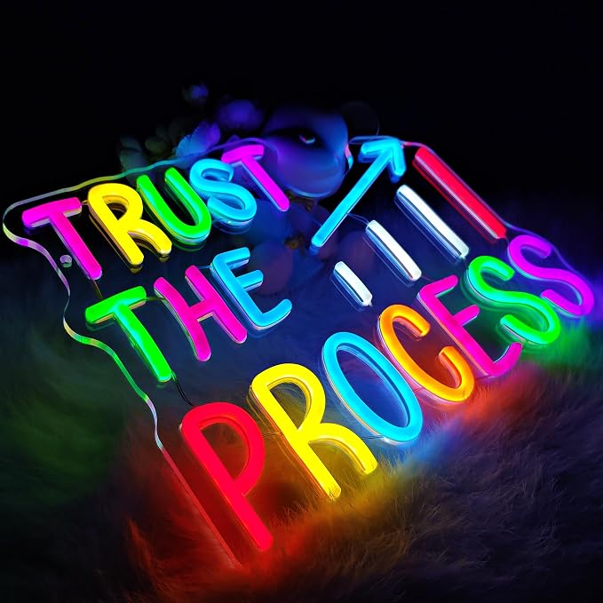 Neon Signs for Classroom, LED Inspirational Wall Decor for Kids Room,Office | Trust The Process Neon Sign, Colorful LED Classroom Decor, Inspirational Wall Art for Kids Room, Bedroom, Office & Playroom