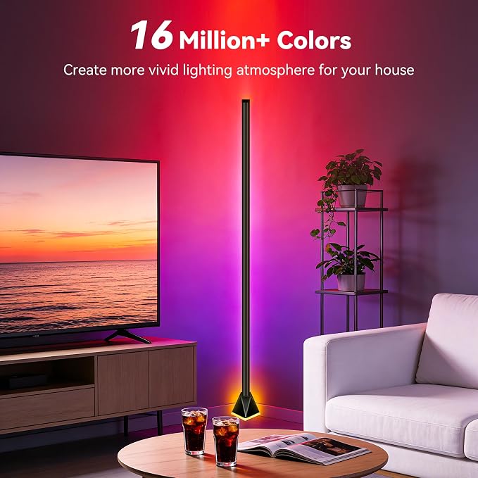 2 Pack Floor Lamp, Smart RGB LED Corner Lamp with App and Remote Control, Mood Lighting, 16 Million DIY Colors & 68+ Scene, Music Sync, Timer Setting for Living Rooms, Bedrooms, and Gaming Rooms