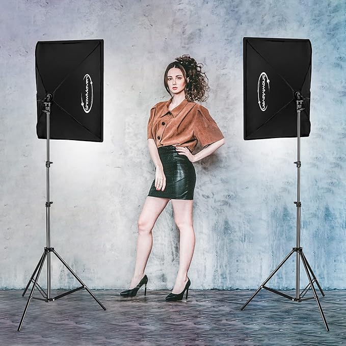 Softbox Lighting Kit, Studio Lights with 2 135W Bulbs 5500K Continuous Photography Lighting Kit for Filming Portrait Product Shooting Photography Video Recording