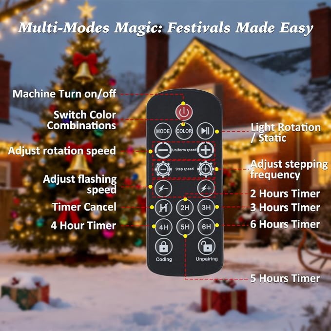 Christmas Laser Lights Projector Outdoor, AIRIVO RGB 3 Colors 11 Lighting Effects Projection Laser Light, Red Green Blue Star Light, Holiday Halloween Decor for Trees, Garden, Home, Landscape