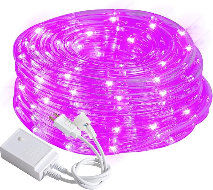 Waterproof LED Rope Lights, Connectable & Flexible with 8 Modes, Outdoor Lighting for Deck, Garden, Pool, Patio & Christmas Decor (Purple, 20ft)