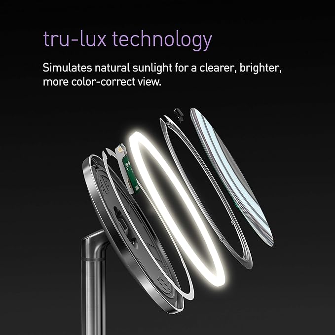 simplehuman Sensor Mirror, Lighted Makeup Mirror with Magnification (5X), 8" Round Magnifying Vanity Mirror with Lights, Cordless, Rose Gold Stainless Steel