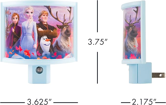 Disney Frozen Wrap Shade LED Night Light, Plug-in, Dusk to Dawn, Girls Bedroom Decor, UL-Listed, Ideal for Nursery, Bathroom, 46276 (Pack of 12)
