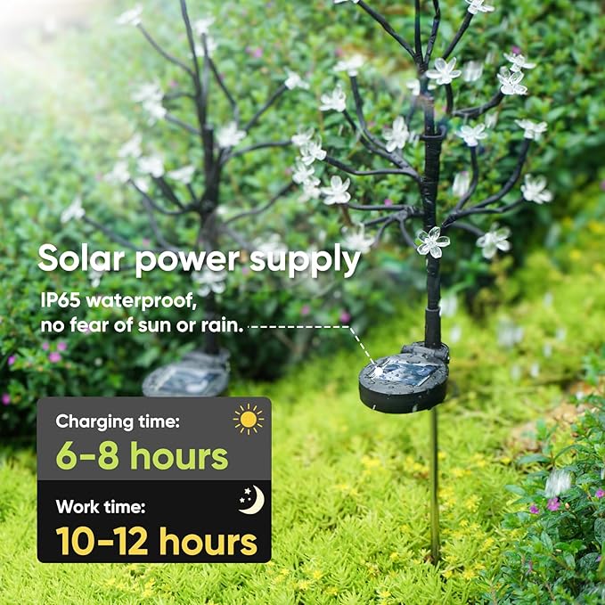 Solar Garden Lights Outdoor Waterproof,Garden Decor Solar Flowers For Outside Decorative,4Pack 2Modes Solar Powered Fairy Outdoor Decorations for Yard Patio Pathway, Gardening Gifts Mothers Day