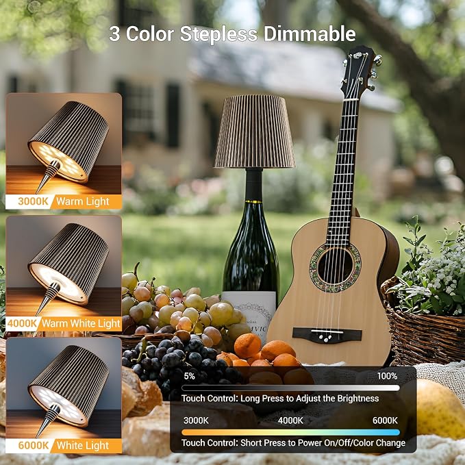 2 Pack Wine Bottle Lamps, 2026 New 3 Color Rechargeable Wireless Bottle Lamps, Bottle Light for Liquor Bottles with Touch Dimming for Parties, Restaurants & Home Decor（Bronze）