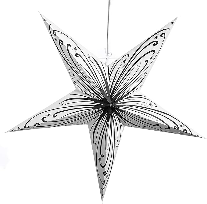Swirl Power Paper Star Lantern with 12 Foot Power Cord Included, 24" W x 24" H x 10" D, Electric