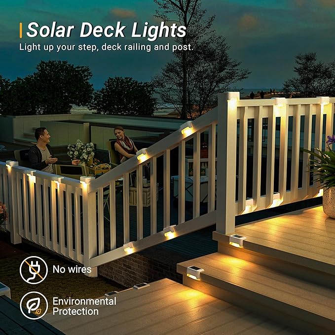 Solar Fence Lights Outdoor,Solar Step Lights Waterproof Led Lights for Outdoor Deck,Stairs, Fence, Patio,Yard,Porch and Balcony(12Pack,Warm White)