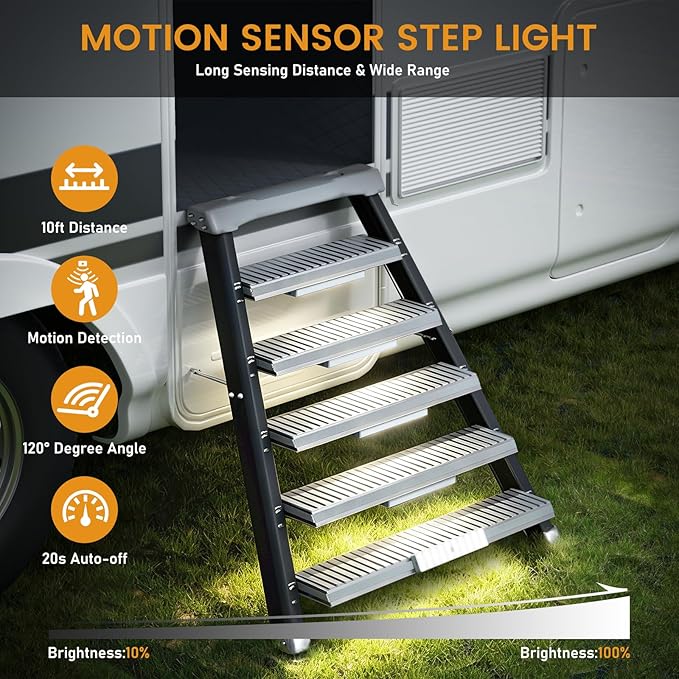 Racokky Under Cabinet Lighting with Remote, Motion Activated RV Step Light | 6 Pack 30LEDs 8'' Rechargeable Closet Lights, Dimmable Night Bar, Magnetic, Timer, for Kitchen Wardrobe Stair Motorhome