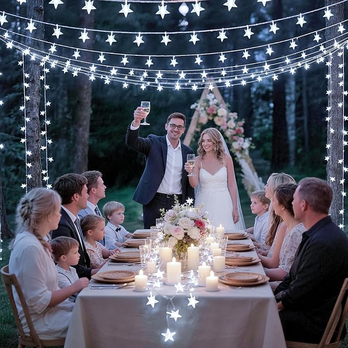 JMEXSUSS 100 LED Star String Lights USB Plug in, 33Ft White | Star Fairy Lights with Remote, Waterproof Hanging String Lights Indoor for Bedroom Classroom Tent Loft Bed Dorm Decor