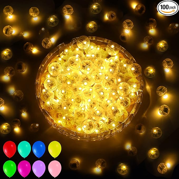 100 Pcs Warm White Balloon Light with Loop for Hanging, Mini Ball Lights Easter Egg LED Drinks Lights Round Tiny Led Light for Paper Lanterns Vases Birthday Party Event Wedding Decoration