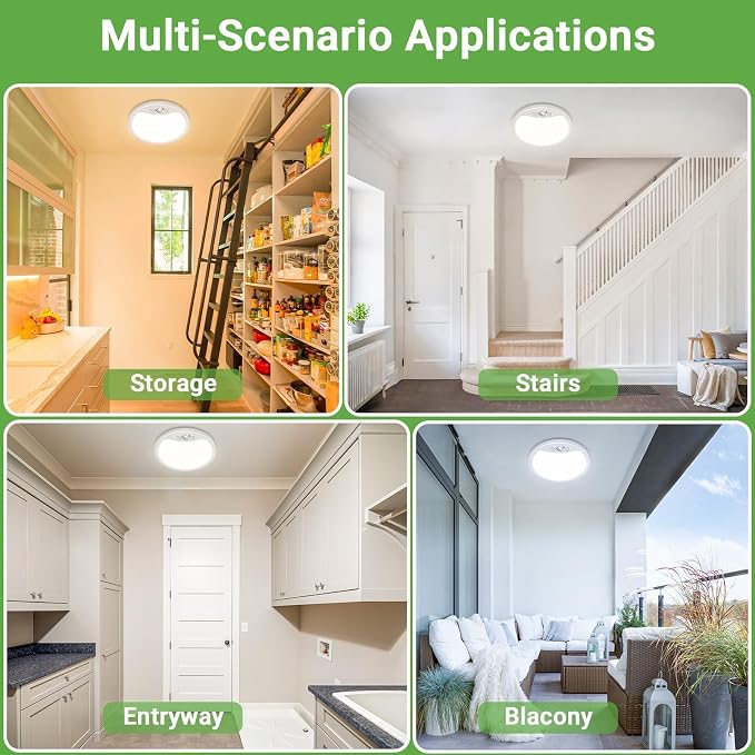 zemty 4 Pack 9 Inch Motion Sensor Ceiling Lights Wired, 18W 1800lm 3CCT/3 Mode/30-120s Timer, Bright White LED Flush Mount Light Fixture Motion Activated for Closet Pantry Hallways Stairwells Garage