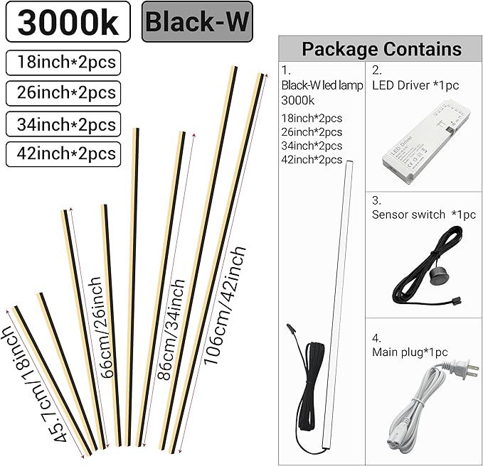 HAMRVL Black LED Recessed Lighting Kit - 8 PCS 3000K Warm White LED Strip Lights with Touch Control, Dimmable Self-Adhesive Wall Panel Lights for Wood Slat Wall Panels, Under Cabinet (Milky Cover)