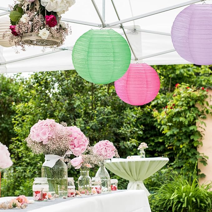 Woanger 6 Pack 24 Inch Large Pastel Paper Lanterns Giant Chinese Hanging Paper Lanterns for House Lamps, Wedding, Birthday Party & Event Decorations