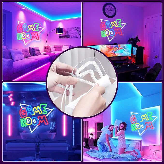 JEDAEMEN Game Room Neon Signs for Wall Decor Game Zone LED Sign Neon Lights | Gaming Led Light Sign Preppy Game Room Decor Light Up Sign for Teen Boys Gamer Room Birthday Party Decoration USB Powered