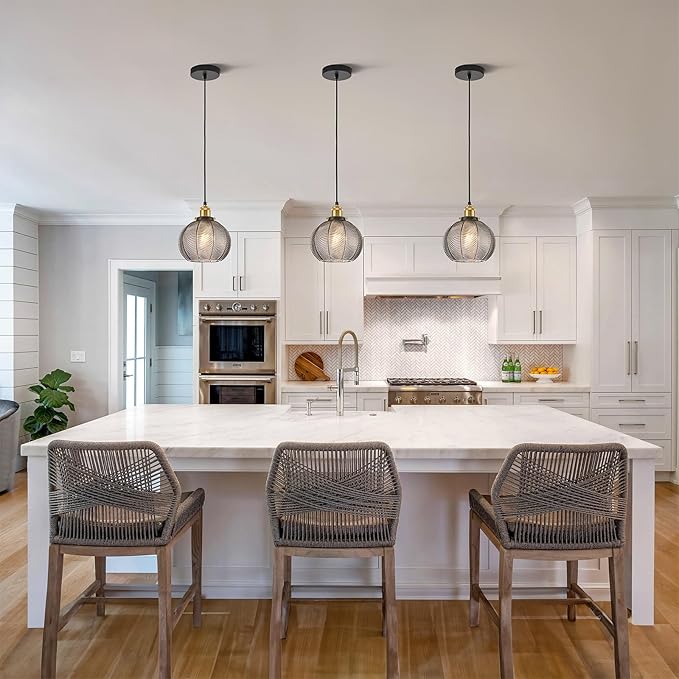 7.8in Vintage Pendant Light 2- Light Kitchen Sink Pendant Lights with Smoke Sray Hand Blown Glass Small Hanging Lamp for Kitchen Island Dining Room Bedroom Bathroom Hallway E26