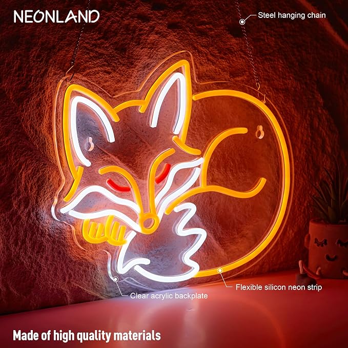 Fox Neon Sign Sleeping Fox LED Light Animal Neon Lights for Bedroom Living Room Wall Decor Birthday Party Gifts for Kids Adults Foxes Lover
