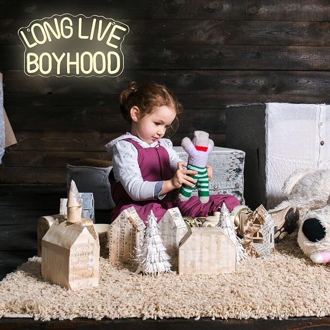 Long Live Boyhood Neon Signs for Wall Decor,Dimmable Motivational Sign Inspirational Wall Decor,Usb Powered for Man Cave Kids Room Bedroom Birthday Gifts(12.4 * 7in)