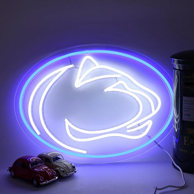 Pen State Neon Sign for Room Decor Neon Light LED Team Sign Sports Neon Sign for Man Cave Wall Decor University Dormitory Decoration USB Powered Dimmable 15.2"*10.8"
