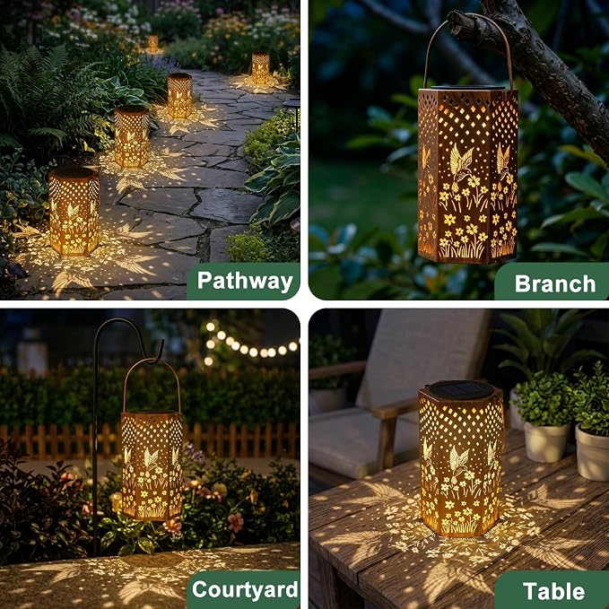 Eandisom Birthday Gifts for Women Solar Lanterns Outdoor Waterproof | Hummingbird Hanging Solar Lights Outside for Yard, Patio, Garden Decor, Mothers Day Gifts for Mom Grandma