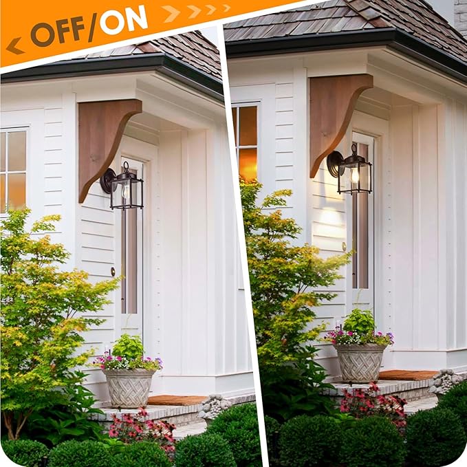 Outdoor Wall Lantern, Exterior Dark Chocolate Waterproof Wall Sconce Lighting Fixture, Front Door Wall Lamp with Clear Beveled Glass, 2 Pack