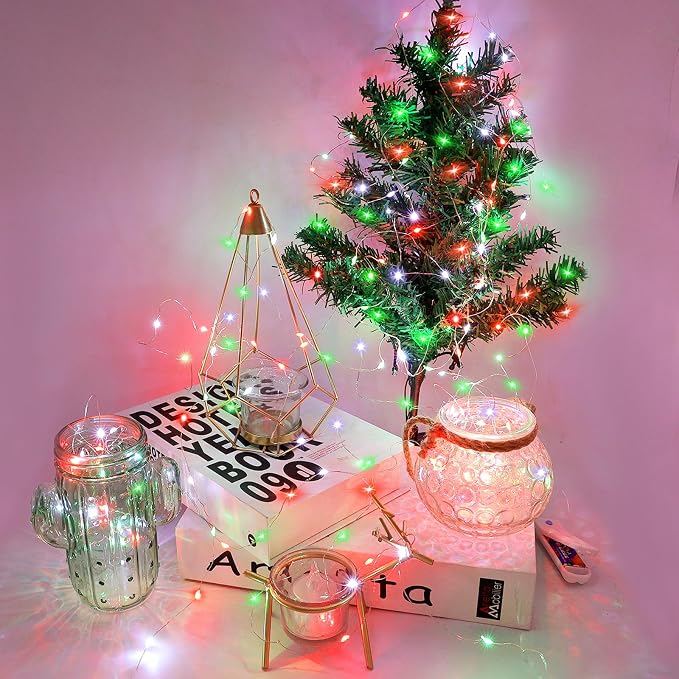 YJFWAL 12 Pack 10ft 30LED Timer Fairy Lights AAA Battery Powered, Starry String Lights with 8 Modes Remote Waterproof Twinkle Lights for DIY, Bedroom, Wedding, Party, Patio, Christmas Decor (Colorful)