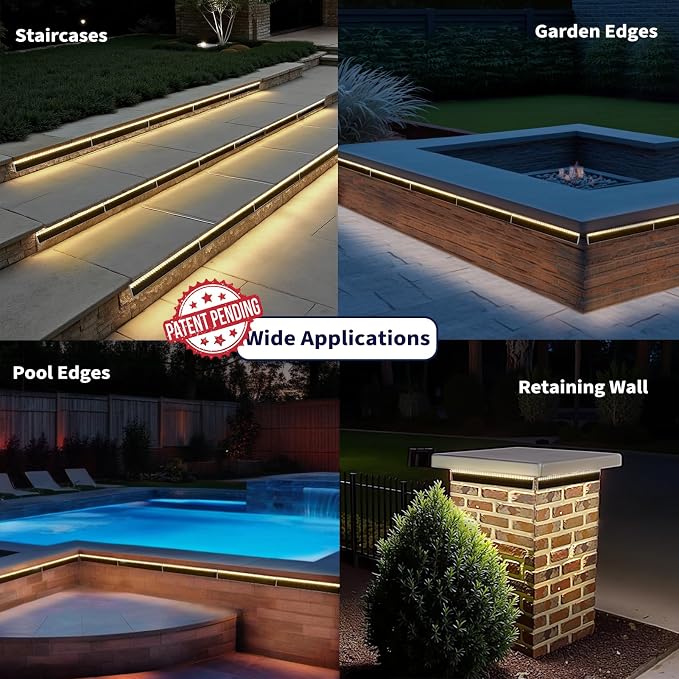 Solar Step Lights Outside, 33 Focused LEDs, Stair Light, 6PK | Downward Lighting, High Brightness, Modular, Waterproof Aluminum, Risers, Deck, Curbsides, Planter Edges, Warm White, 3000K