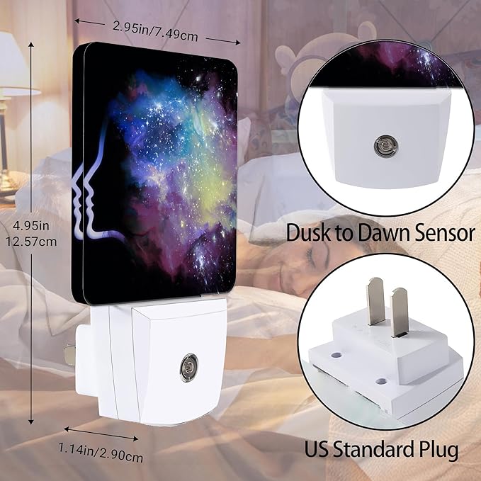Abstract Girl Night Light, Starry Sky Night Lights Plug into Wall Decor for Bedroom, Bathroom, Hallway, Kitchen, Dusk to Dawn Sensor Nightlights for Girls Women Room Gifts
