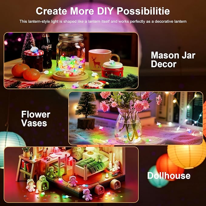 ZGWJ Paper Lantern Lights Battery Operated, 20 Pack Hanging Small LED Lights for Lantern, Balloon,Wedding,Party, Decorative Lighting for Outdoor Indoor Halloween Christmas Decorations, Multicolored