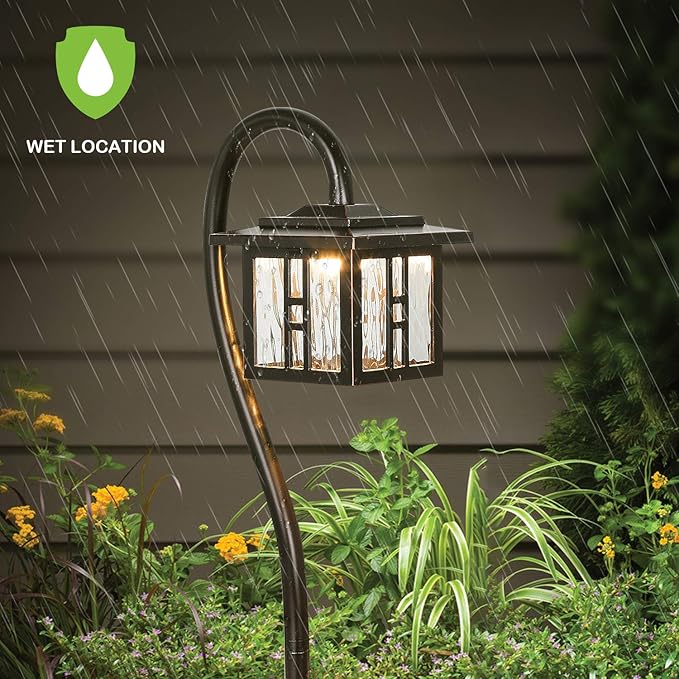 hykolity Low-Voltage Outdoor Integrated LED Landscape Lighting, 3W 185LM 12V Oil-Rubbed Bronze Pathway Light for Yard Lawn, Die-Cast Aluminum Construction, 4-Pack, ETL Listed