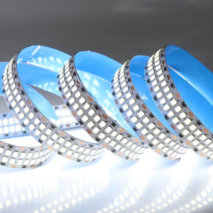 2835 SMD Cold White LED Strip Lights 6500K Double Row 2400 LEDs 5M | 16.4ft Flexible LED Strip Tape Light Ribbon Lamp DC12V LED Daylight Dimmable Strip Lights for Bedroom Living Room Lighting