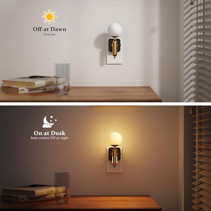 JandCase Night Light Plug in, Night Lights Plug into Wall | 3000K Soft Light LED NightLights, 0-100LM Dimmable Night Light, Built in Dusk to Dawn Sensor for Hallway Bedroom Stairway