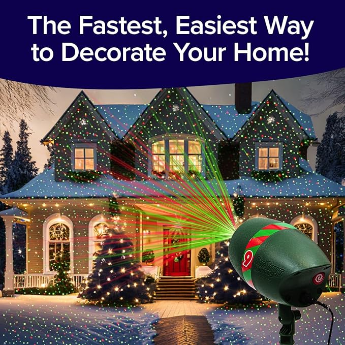Star Shower Ultra 9 Outdoor Laser Light Show, AS SEEN ON TV, New 9 Unique Patterns, Showers Home w/Thousands of Lights, 3 Color Combinations, Motion or Still, Up to 3200 Sq Ft, Holiday Projector