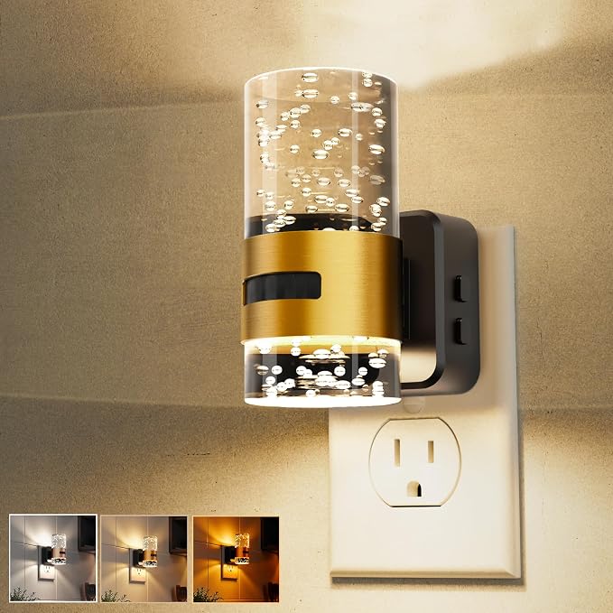 L LOHAS LED Motion Sensor Night Light, Bubble Night Lights Plug into Wall | 3CCT Color Temperature Change Night-Light, Dimmable Nightlights with Dusk to Dawn Sensor for Rooms Bathroom Hallway