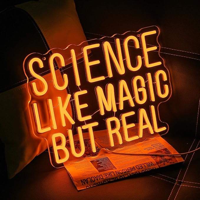 Science Like Magic But Real Neon Sign for Wall Decor Classroom Neon Light Laboratory LED Sign Letter Neon Light Sign for Classroom Science Lab Bar Home shop Decoration