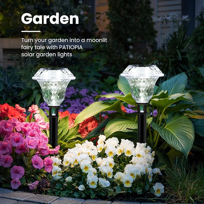 Solar Pathway Lights, Acrylic Garden Lights Outdoor Decor 8 Pack | Solar Lights Outdoor Waterproof IP65, Landscape Lighting, Garden Decorations for Walkway, Driveway, Yard, Lawn (Cold White)