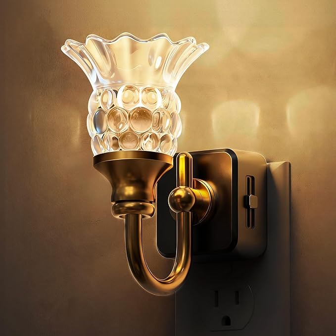 L LOHAS LED Night Lights Plug into Wall, 3000K LED Floral Night Light | Auto Sensor, 0-100lm Adjustable Brightness Plug in Nightlight, for Hallway Bedroom Stairway Gift
