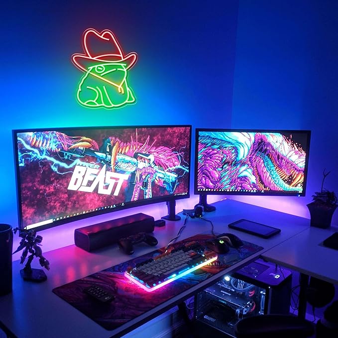 Kavaas Frog Neon Sign 12.6“ x 9.8”, Frog with Cowboy Hat LED Sign for Wall Decor | Cowboy Neon Signs for Man Cave, Gameroom, Bedroom, Bar - Best Gifts for Rodeo Enthusiast, Birthday, Christmas
