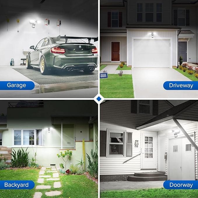 SANSI Eco Series 18W 1800LM LED Motion Sensor Outdoor Lights, Energy Saving Security Light, 200W Equiv. 5000K Dusk to Dawn Flood Light, 50,000 Hours Lifespan, IP65 Waterproof for Yard, Doorway, Black