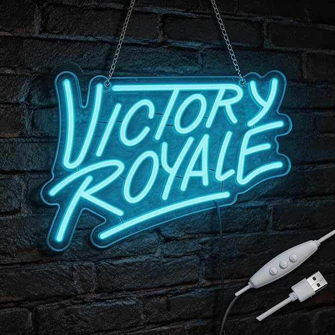 Final Win Neon Sign, Game Decor, USB Powered LED Gaming Wall Light | Battle Royale Game Decor, Acrylic Material, 13.8"x9.8"