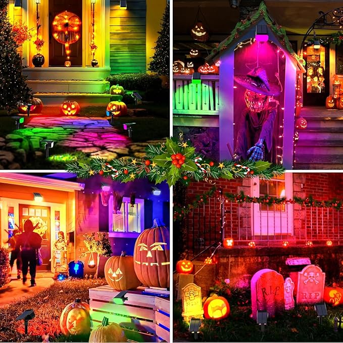 WENATY Solar Spot Lights Outdoor Waterproof, 12 Pack Solar Spotlights, RGB | IP65 Waterproof, Auto On/Off LED Powered Yard Garden Flood Solar Light for Outside Pathway Wall Tree Lawn Uplights Lights
