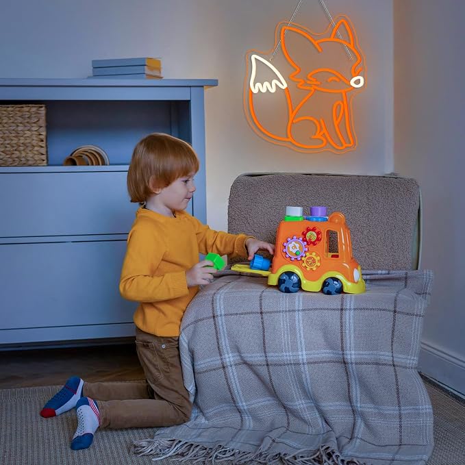 Fox Neon Sign Animal Neon Light for Classroom Bedroom Living Room Fox Wall Decor Anime LED Sign Orange Light Up Library Nursery Book Store Birthday Gifts for Teens Animal Lovers