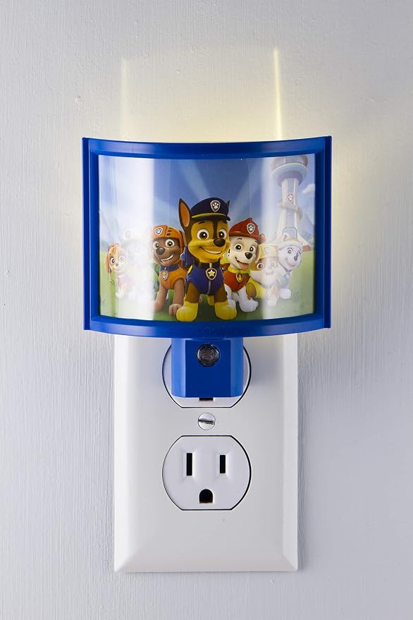 Nickelodeon Paw Patrol LED Night Light, Plug-in, Marshall, Rocky, Scout, Skye, Ryder, Chase, Kids Gifts, Dusk-to-Dawn Sensor, Great for Bedroom, Bathroom, Nursery, Playroom, Hallway, 39137